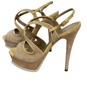 Yves Saint Laurent Beige and Tan Platform Heels